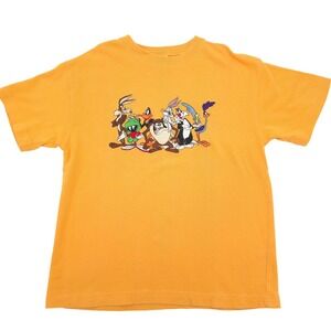 Warner Bros Looney Tunes T-Shirt Kids Orange Excellent Embroidered Vintage M